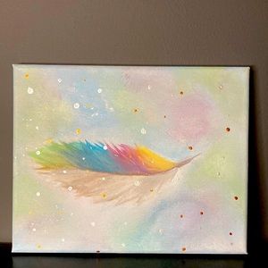 Split color feather wall-art